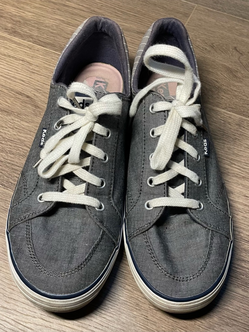 Keds Womens Size 9.5 Center III Chambray Lace Up Sneakers Light Blue Canvas Shoe - Picture 3 of 9